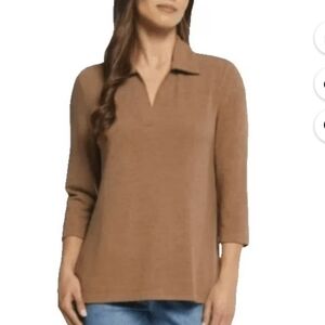 Matty M Collared 3/4 Sleeve Top